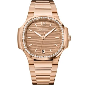 Patek Philippe Nautilus Golden Dial 18kt Rose Gold Diamond Women's Watch 7118/1200R-010