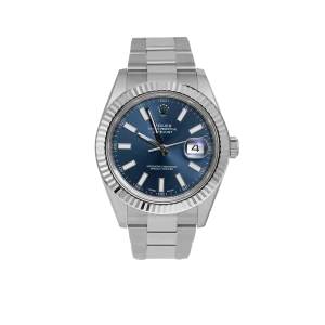 Rolex Datejust 116334 Fluted Bezel Watch 41mm Blue Index Dial