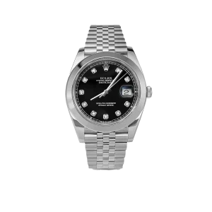 Rolex Datejust 126300 Smooth Bezel Watch 41mm Black Diamond Dial