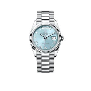 Rolex President Day-Date 36mm Platinum Ice Blue Mens Watch 128236-0008