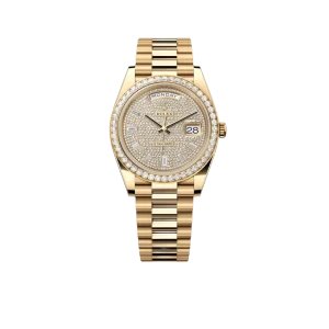 Rolex Day-Date 40 228348RBR Yellow Gold Diamond Dial Diamond Bezel