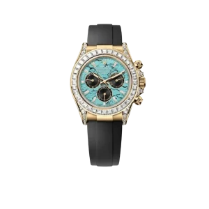 Rolex Daytona 126538TBR Yellow Gold Turquoise Stone Dial Diamond Bezel Oysterflex