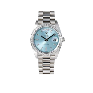 Rolex Day-Date 40mm Ice Blue Dial Baguette Set Bezel 228396TBR