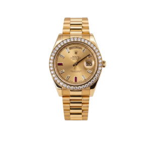 Rolex President Day-date II 41mm 218348 18k Yellow Gold Baguette Diamond & Ruby Dial