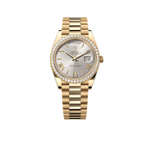 Rolex Day-Date 40 mm Yellow Gold Diamond Bezel Silver Dial M228348rbr-0007