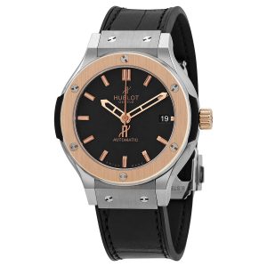 Automatic Black Dial Black Leather Men's Watch
