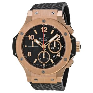 Big Bang 18kt Rose Gold Black Dial Black Rubber Men's Watch 301PX130RX