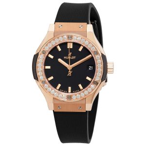 Classic Fusion Mat Black Dial Ladies 18 Carat Rose Gold Watch