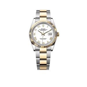 Rolex Datejust 36 mm White Dial, Yellow Rolesor 126233-0030