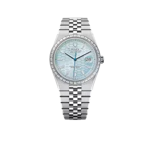 Rolex Land-Dweller Oyster 40mm Platinum & Diamonds Ice Blue Honeycomb Motif Dial M127386TBR-0001