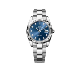 Rolex Datejust 41mm Oystersteel and white gold, blue and diamond-set dial 126334-0015