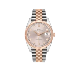 Rolex Datejust 41 Steel Everose Gold Sundust Diamond Dial Mens Watch 126331