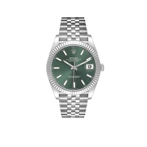 Rolex Datejust 41mm Steel White Gold Mint Green Dial Mens Watch 126334