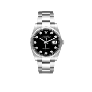 Rolex Datejust 36mm Steel White Gold Black Diamond Dial Mens Watch 126234
