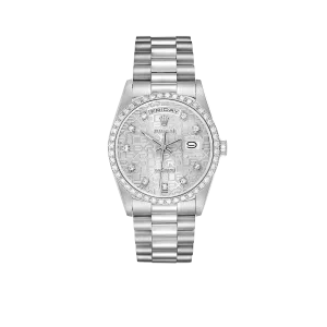 Rolex President Day-Date 36mm White Gold Diamond Mens Watch 18349