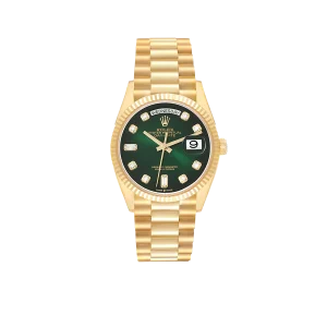 Rolex President Day-Date 36mm Yellow Gold Green Diamond Dial Mens Watch 128238