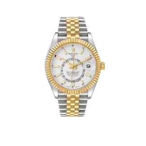 Rolex Sky-Dweller 42mm Steel Yellow Gold Silver Dial Mens Watch 326933
