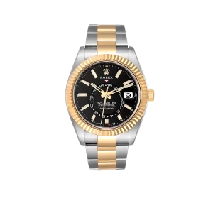 Rolex Sky Dweller 42mm Yellow Gold Steel Black Dial Mens Watch 326933