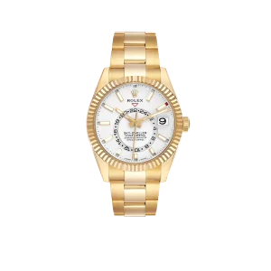 Rolex Sky-Dweller 42mm Yellow Gold White Dial Automatic Mens Watch 326938