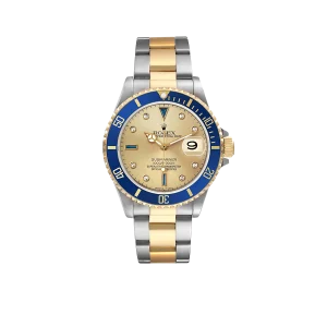 Rolex Submariner Steel Yellow Gold 40mm Diamond Serti Mens Watch 16613