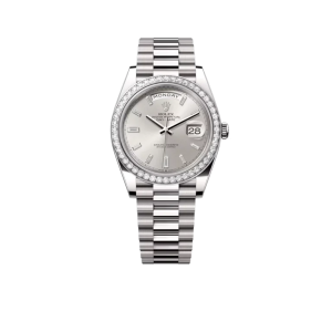 Rolex Day-Date 40mm Silver Dial 18 kt White Gold Diamonds 228349RBR-0001
