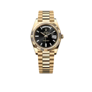 Rolex President Day-Date 40mm Black Dial Yellow Gold Diamond Mens Watch 228238